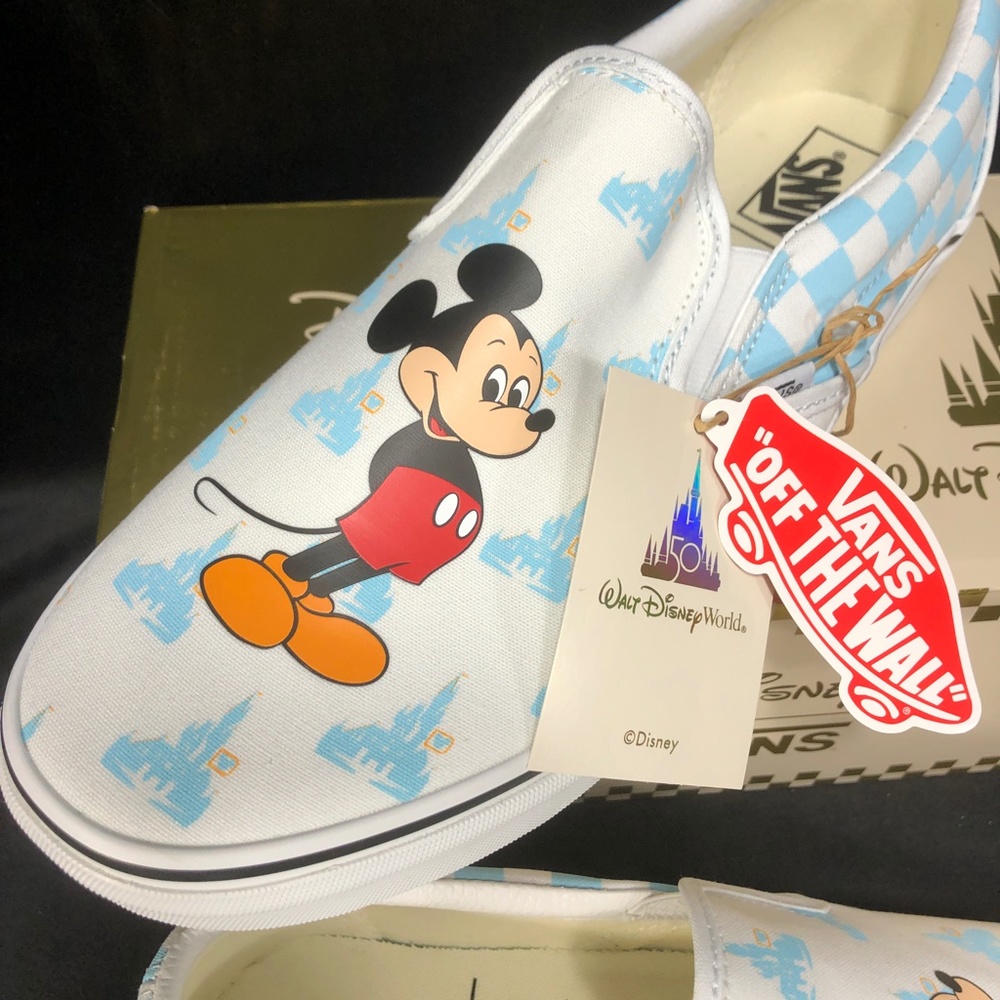 2022 Disney World X Vans 50th Anniversary Mickey Mouse Blue Slip On M11 - NEW - Picture 3 of 3
